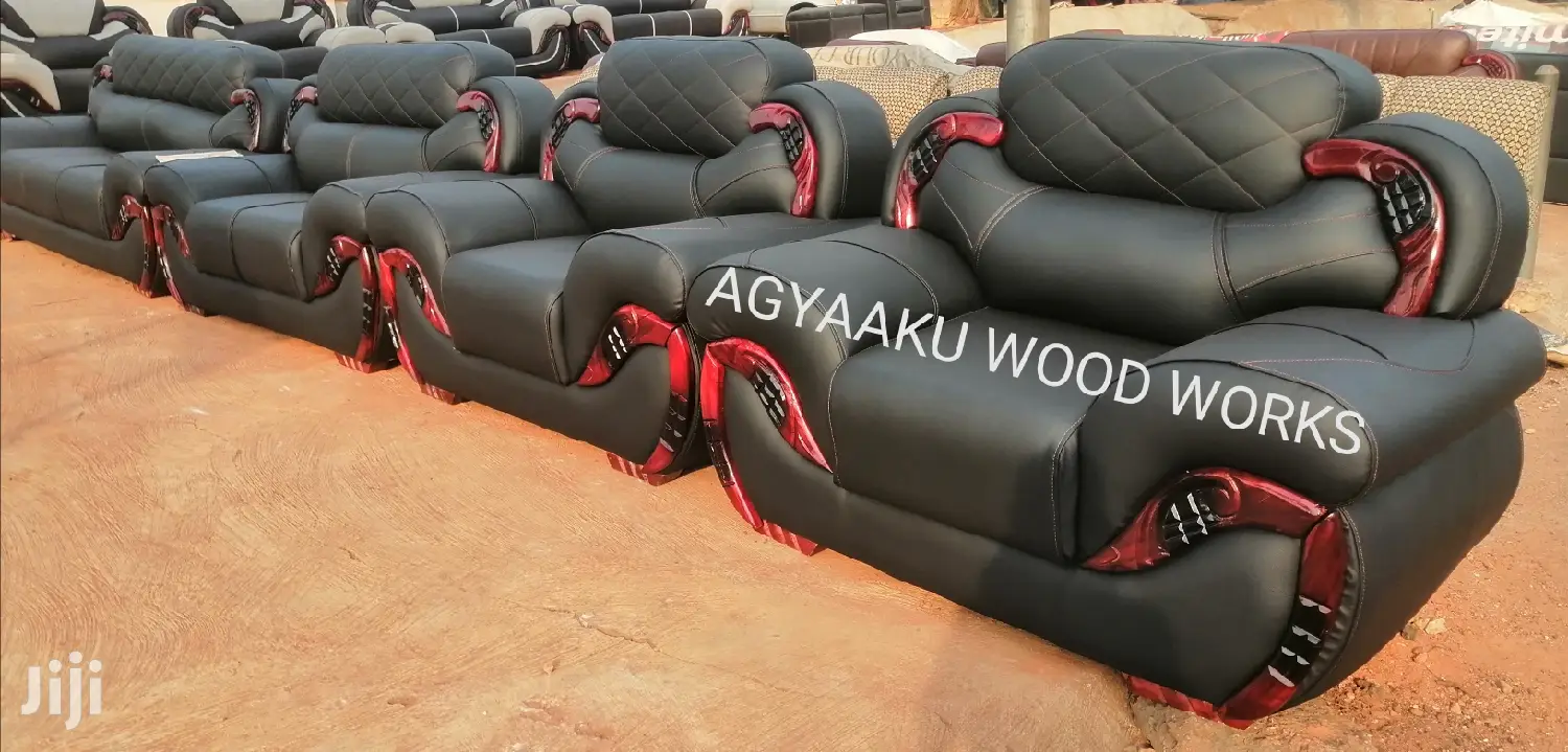 Quality Black Leather Sofa Set