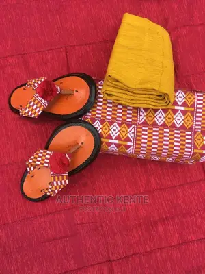 Authentic Kente Cloth With Free Customized Ahenema Slippers