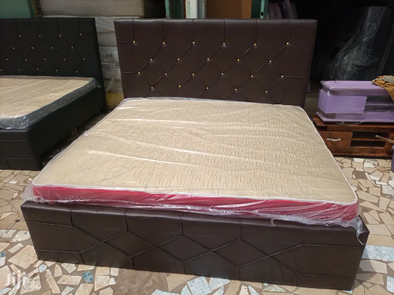 Brown Kings Bed With Matress .Free Delivery