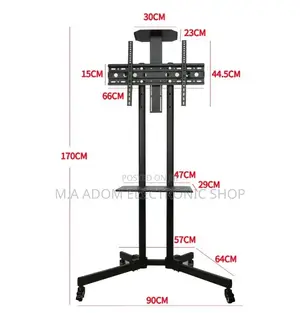 Heavy Duty Mobile Tv Stand With Free Wheels & Dvd Shelf