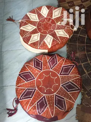 Set of Pure Leather Puff Foot Rest