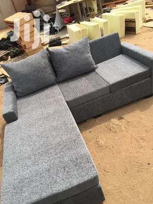 New<>Made With High Quality Fabric Ash Color L Shaped Sofa