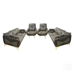 Sofa Set 8-Seater(Mustang Classic Leather Black Snake Desig)