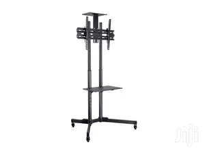 TV Trolley Floor Stand Height Adjustable+Shelves Lockable