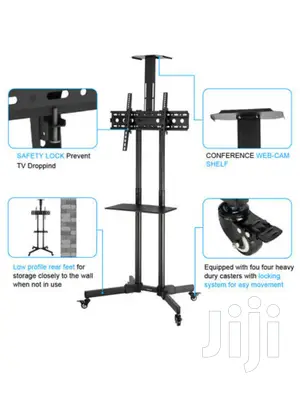 Proper Portable TV Trolley Stand for 32"- 65" Screens -Black