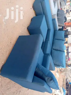 Sea Blue L Shaped Sofa + Single