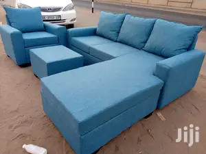 Get Free Delivery For Neat Blue L Shaped Sofa