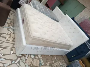 White Queen-Size Bed With Mattress . Delivery Is Free
