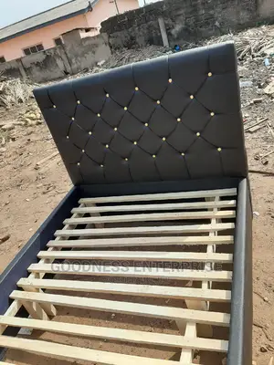 Black Double Leather Bed Frame