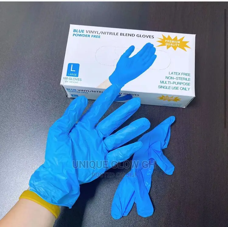 Blue Vinyl Nitrile Blend Powder Free Gloves