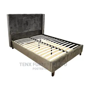 Bed Queen Size Fabric Dark Grey