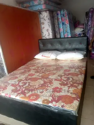 Bed With Mattress- Leather Covered