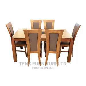 Dining Set 1+6 Glass on Wooden Top