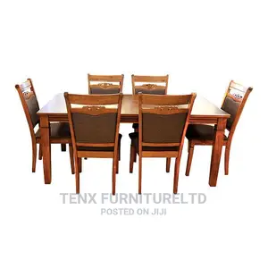 Dining Set 1+6 Seat Wooden Top Wooden Legs