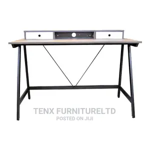 Computer Desk 2 Drawers Wood/Metal