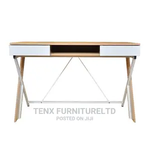 Computer Desk 2 Drawers (Brown White)