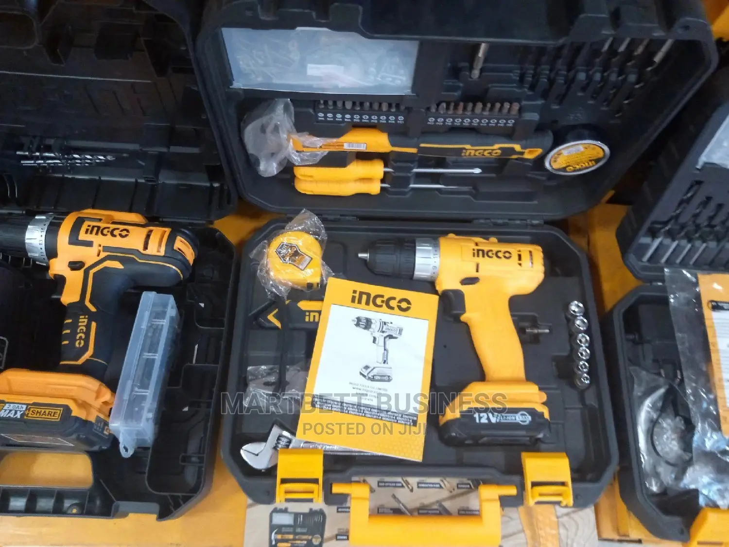 20v Cordless Impact Drill With 2 Batteries Accessories