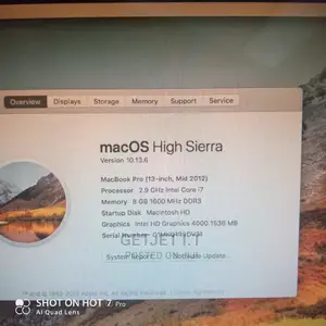 Laptop Apple MacBook Pro 8GB Intel Core I7 SSHD (Hybrid) 750GB