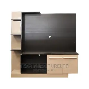 TV Unit 3 Tier Shelves Black and Light