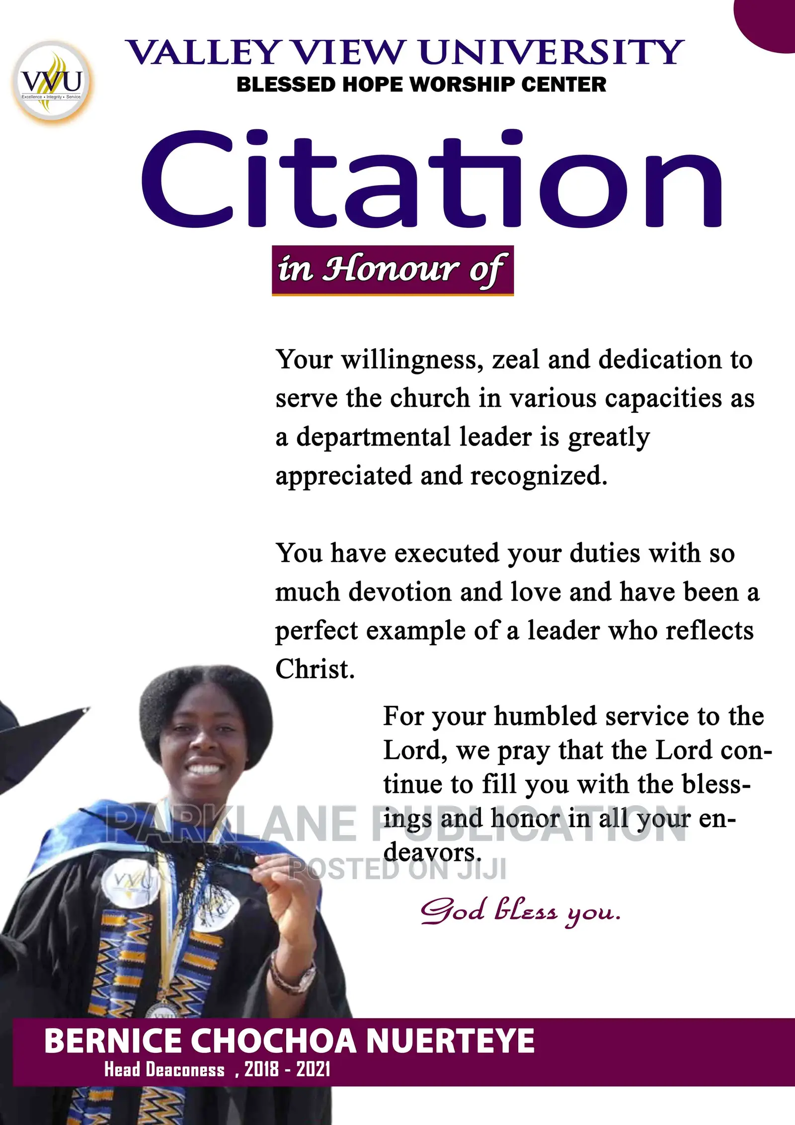 Gold or Silver Citation Printing