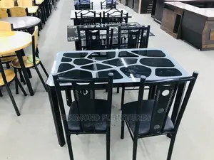 Dining Table With 4 Chairs ( Glass )