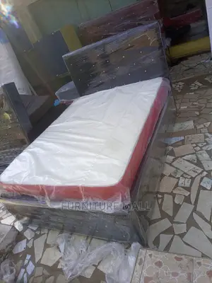 Black Double Bed With Mattress . Free Delivery