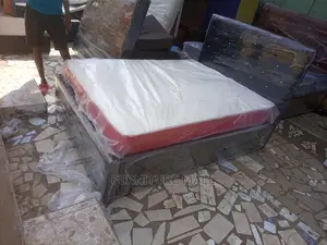 Black Double Bed With Mattress . Free Delivery