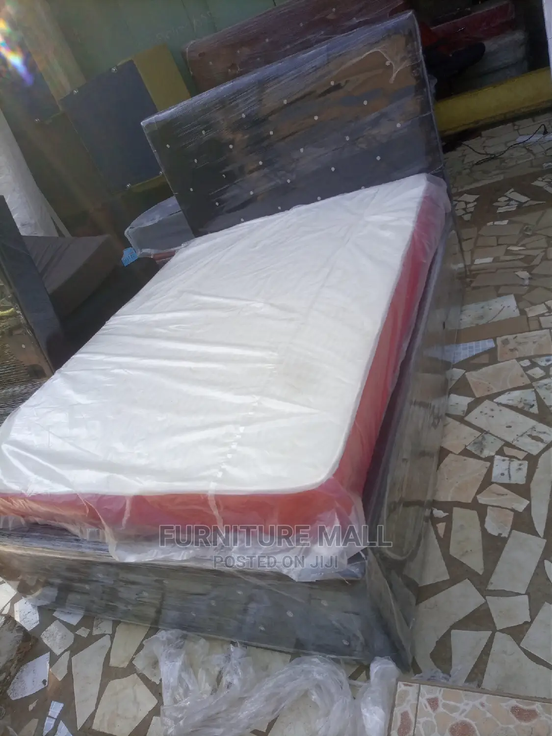 Black Double Bed With Mattress . Free Delivery