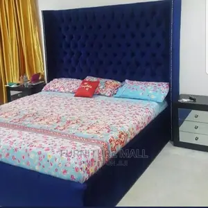 Blue Black Kingsize Bed With Mattress . Free Deliv
