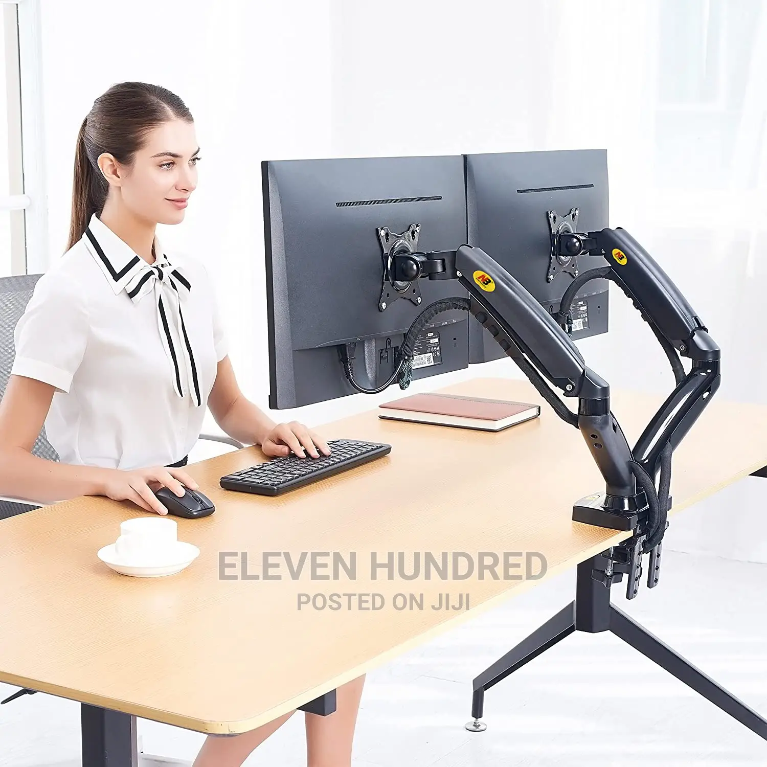 Dual Monitor Desk Mount Stand Full Motion Swivel