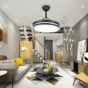 Crystal Ceiling Fan LED Chandelier Invisible Blade W/ Remot