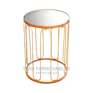 Side Table With Bird Cage Design (Gold)