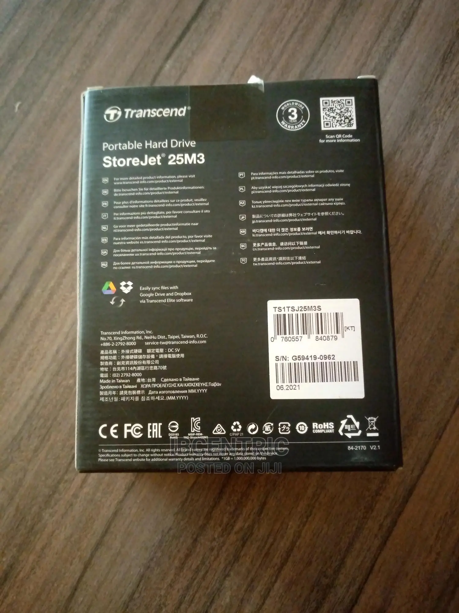 Transcend USB 3.1 Gen 1 Portable Hard Drive 1TB
