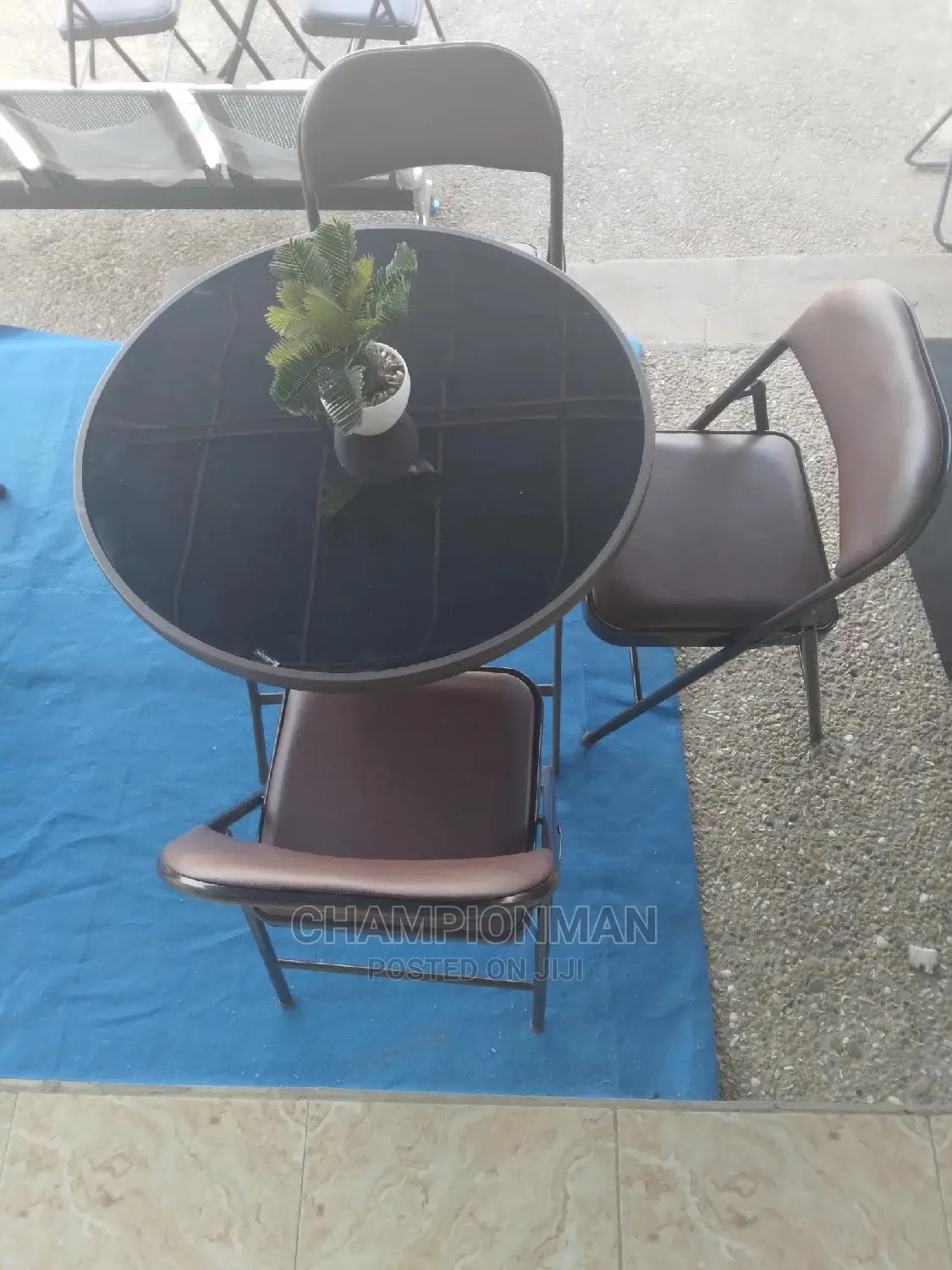 Foldable Glass Table and Chairs