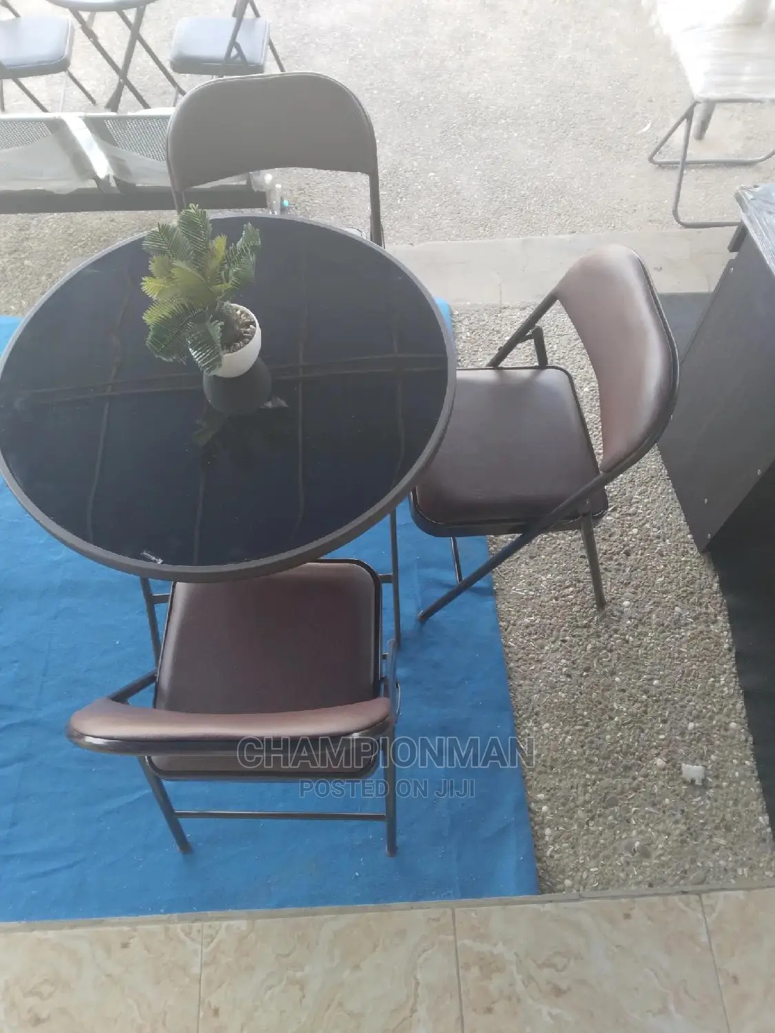 Foldable Glass Table and Chairs