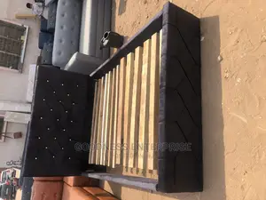 Blue Black Fabric Bed Frame