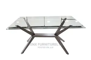 Dining Table Tempered Glass( Solid Beech Legs)
