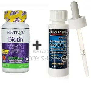 Natrol Biotin(10,000mcg) +Kirkland Minoxidil Combo Package