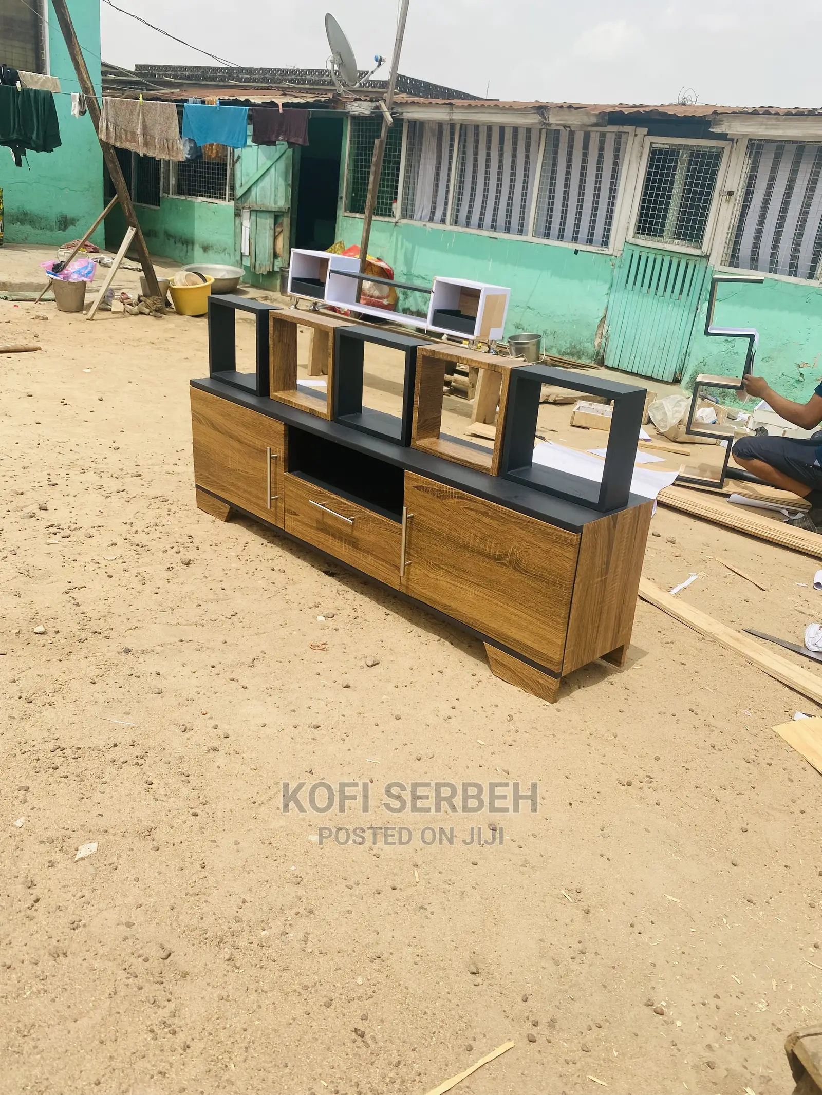 Wooden Tv Stand With Squares