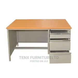 Office Desk With Wooden Top Metal Base