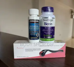 Natrol Biotin(100 Tabs) +Kirkland Minoxidil +Derma Roller 