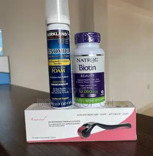 Natrol Biotin (100 Tabs) + Kirkland Foam+ Derma Roller Combo