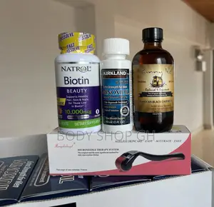 Natrol Biotin +Kirkland Minoxidil +Jbco +Derma Roller Combo