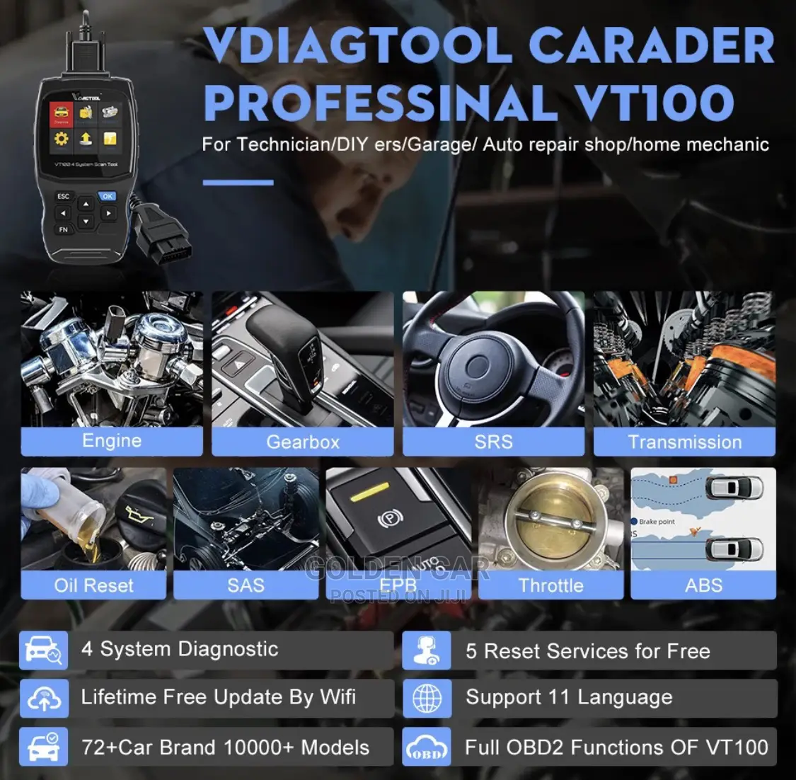 Vdiagtool VT100 OBD Car Diagnostic Scanner