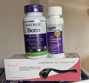 Derma Roller +Natrol Biotin +Equate Minoxidil for Women 