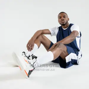 Men's Basketball Shorts and Sleeves- Dark Blue/White