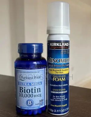 Kirkland Minoxidil Foam + Ultra Mega Biotin Beard Combo Pack