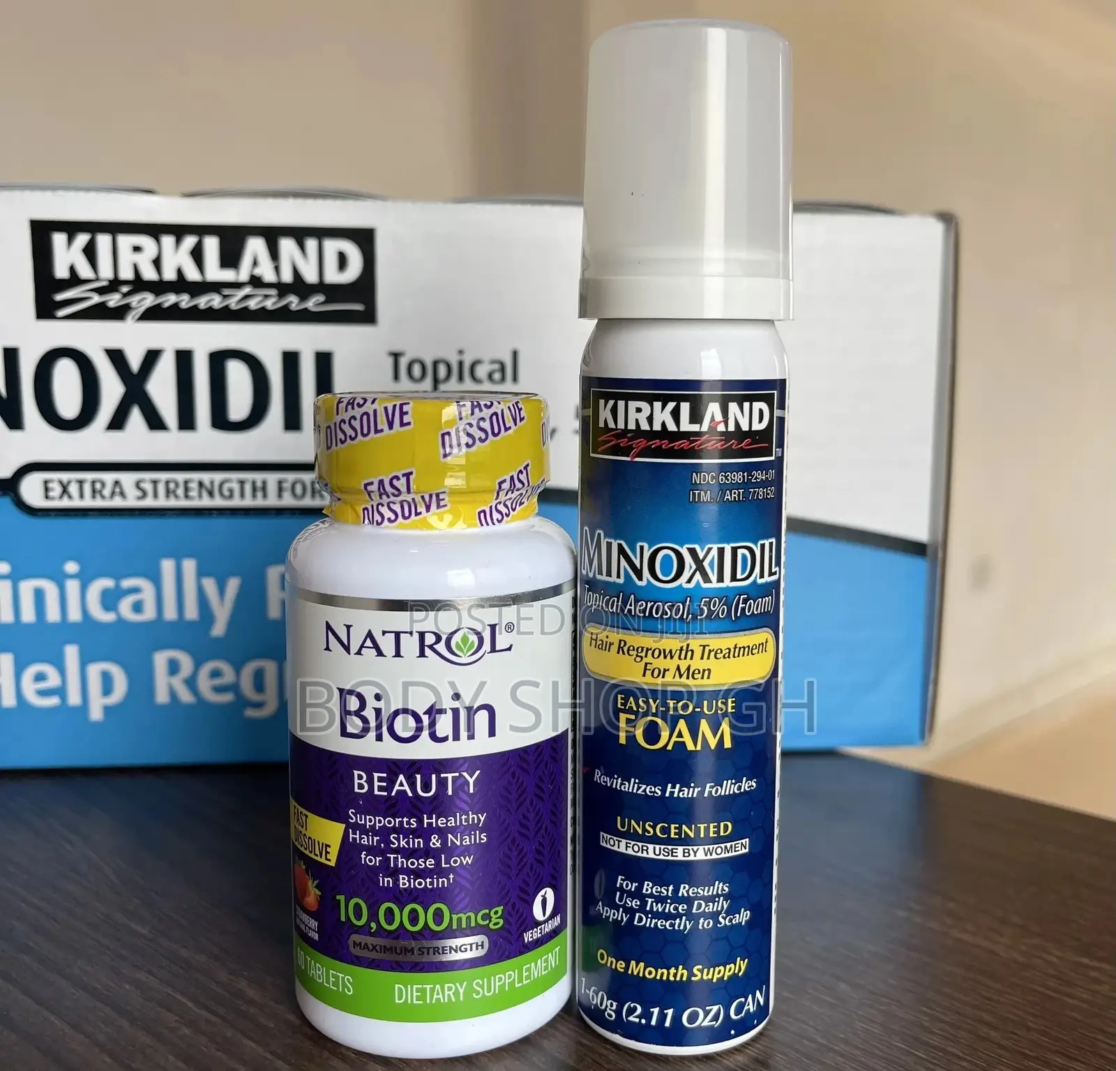 Natrol Biotin + Kirkland Minoxidil Foam Combo(Beard Hair)