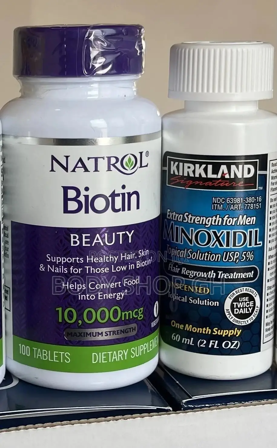Kirkland Minoxidil + Natrol Biotin (100 Tabs) Hairloss Combo