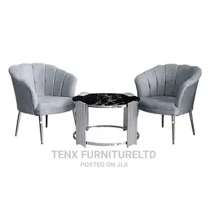 Table Chair Set 3pcs Fabric+Metal